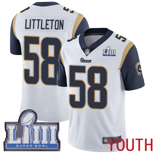 Los Angeles Rams Limited White Youth Cory Littleton Road Jersey NFL Football #58 Super Bowl LIII Bound Vapor Untouchable->youth nfl jersey->Youth Jersey